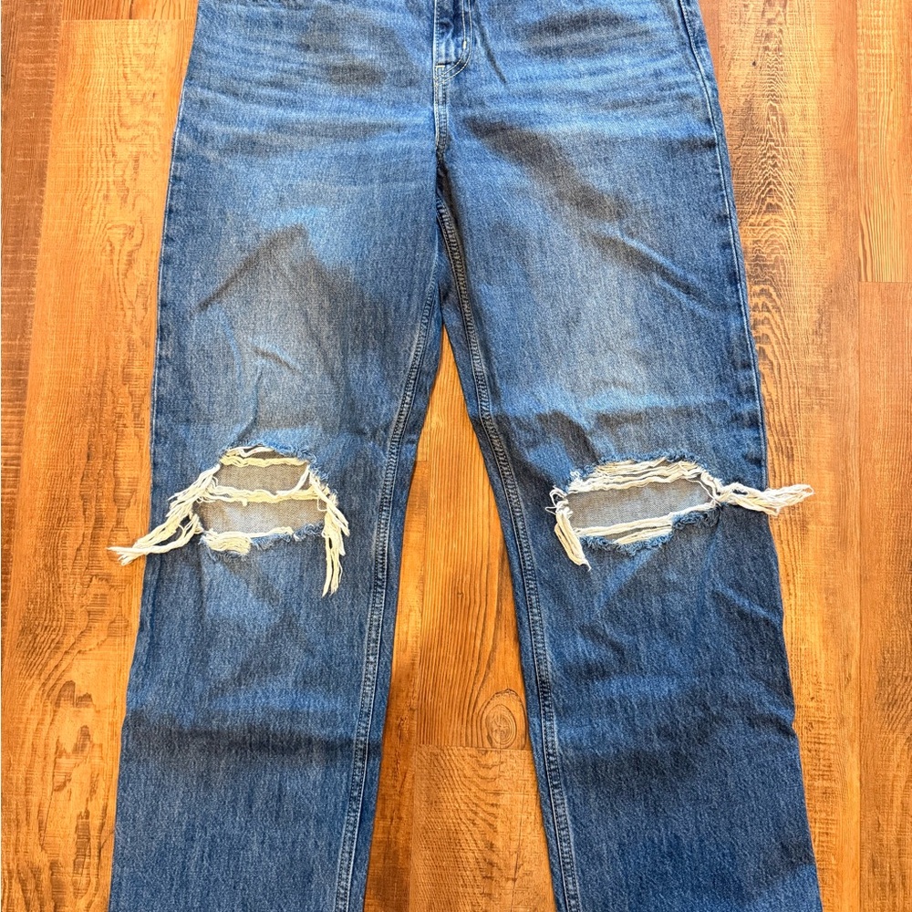 Levi's Blue Distressed Straight Leg Jeans
